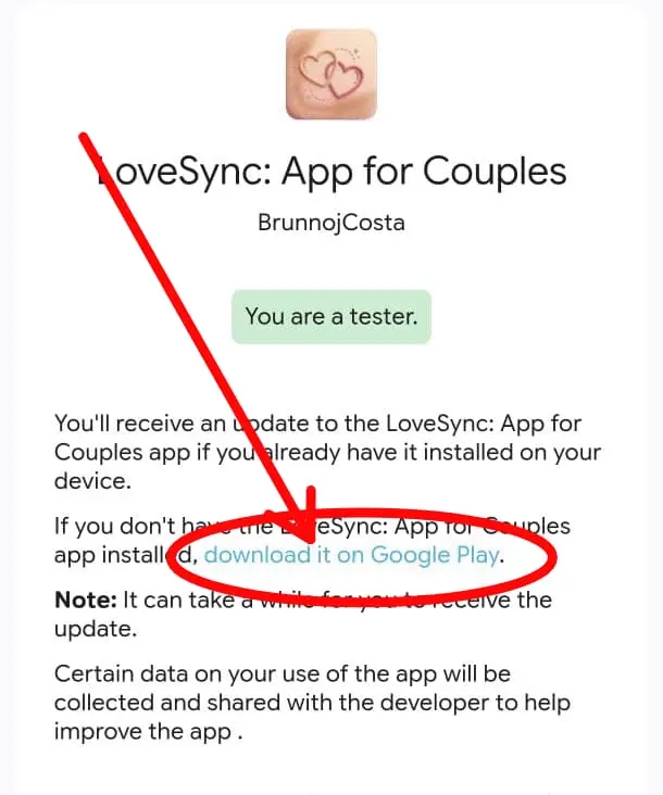 Tela do Google Play mostrando que o usuário já é tester e pode baixar o app